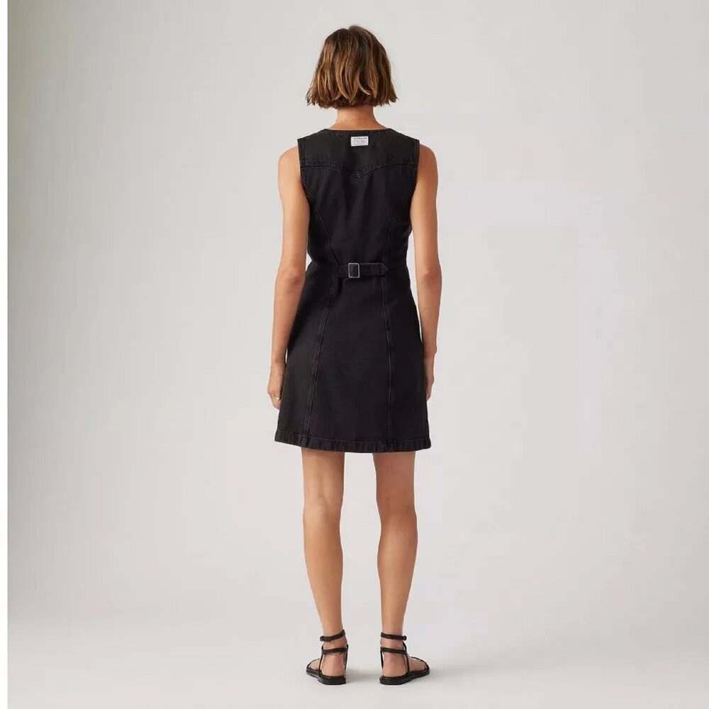 new Sz XL Levi's Women's Vianna Vest Dress in BLACK Denim (new w/ tags) - Picture 4 of 8